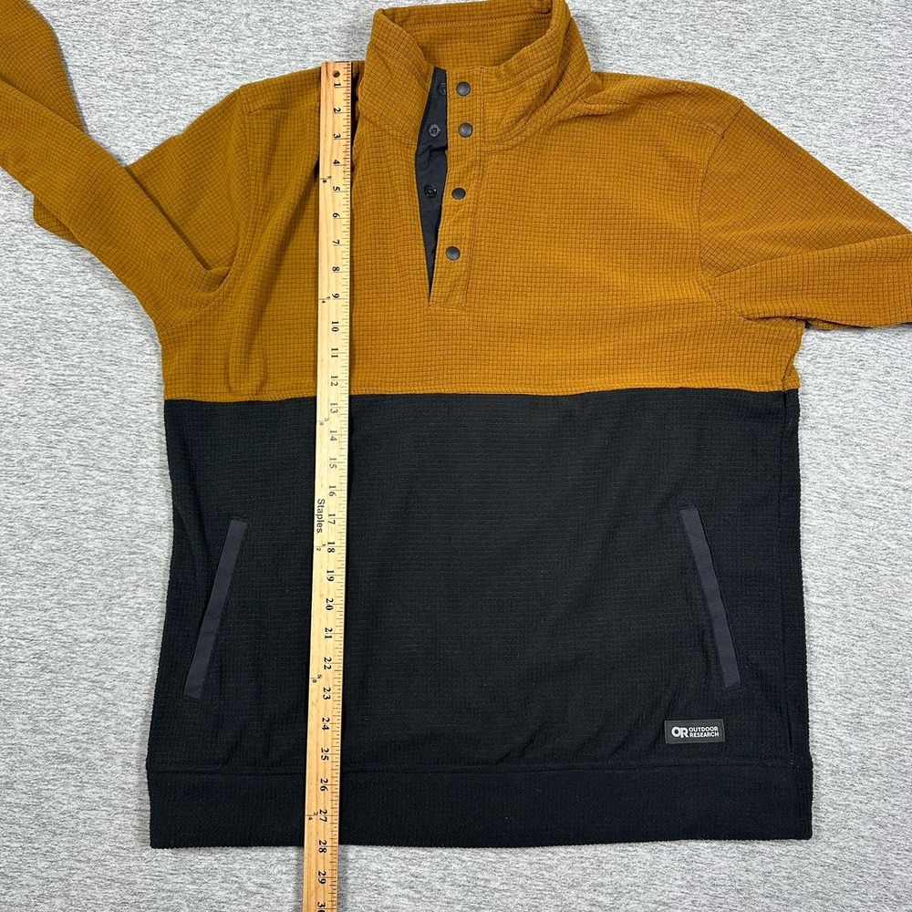 Outdoor Research Trail Mix Snap Pullover Mens Large Black Brown Grid Fleece - Picture 5 of 9